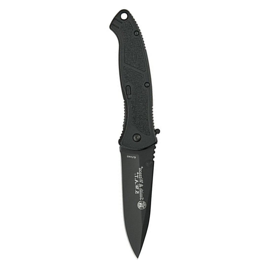 Smith & Wesson Large S.W.A.T. SWATLB 8.5in S.S. Assisted Opening Knife with 3.7in Drop Point Blade and Aluminum Handle for Tactical, Survival and EDC