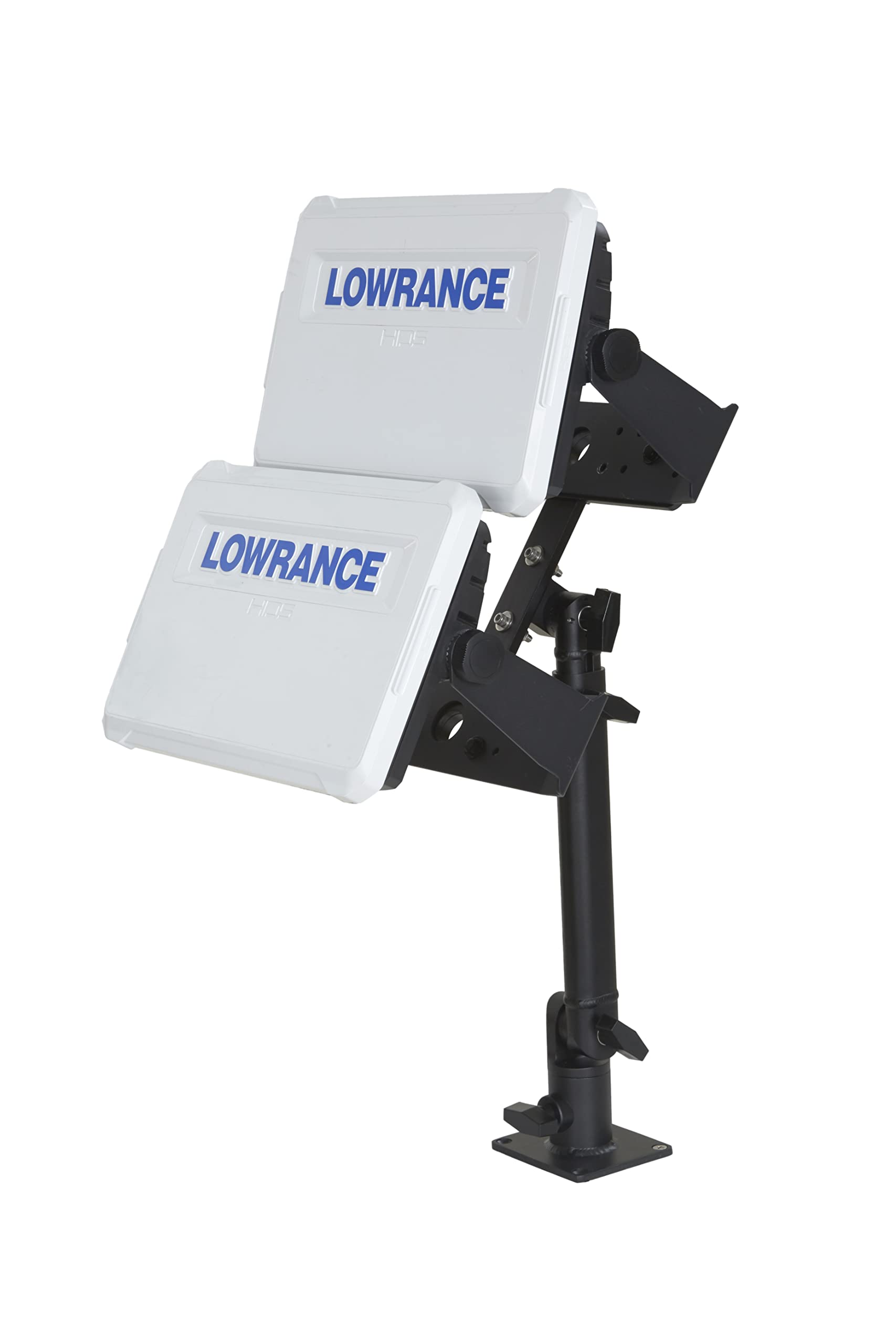 Double Face Marine Electronic Mount, Fish Finder Bracket, Anodized Aluminum 350 Degree Swivel Monitor Mount with Adjustable Height, Easy Install, Mounting Plate Fits Most Monitors