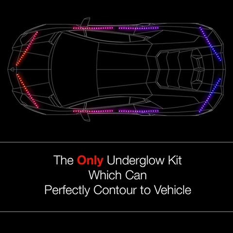 2nd Gen 8pc 24" Tubes + 4pc 12" Tubes Undercar & Interior Advanced 3 Million Color UFO Style LED Car Truck ATV Underbody Glow Wireless 120 Preset Remote Control Light Options Accent Light Kit