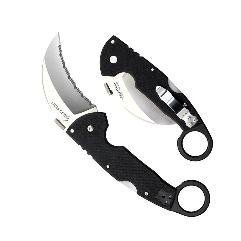 Cold Steel Tiger Claw 3.5" S35VN Razor-Sharp Serrated Blade 6" Easy-to-Grip G-10 Handle EDC Tactical Folding Knife with Tri-Ad Lock