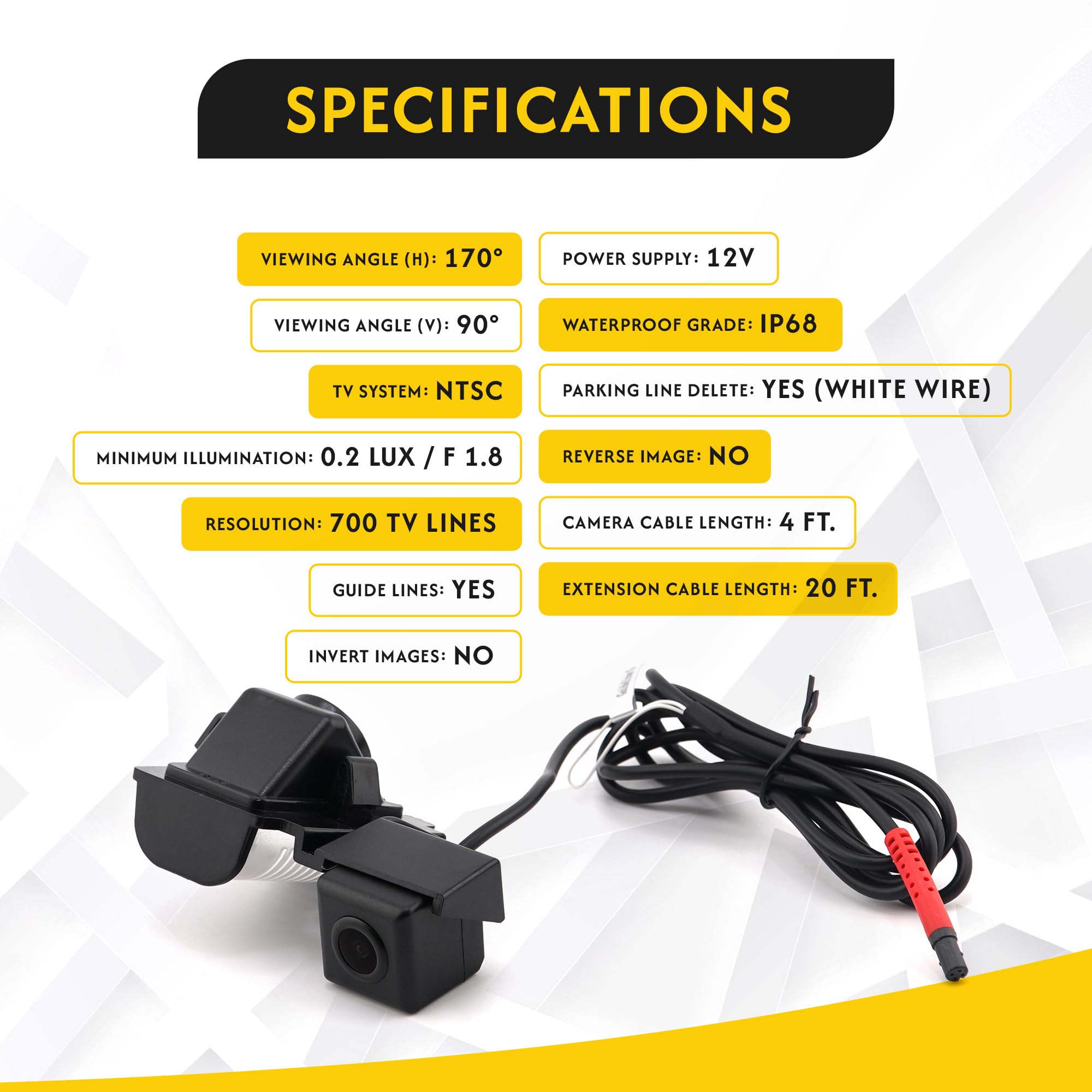Crux CCH-01W CRUX CCH-01W Rear-View Camera for Select 2007-Up Jeep Wrangler Models