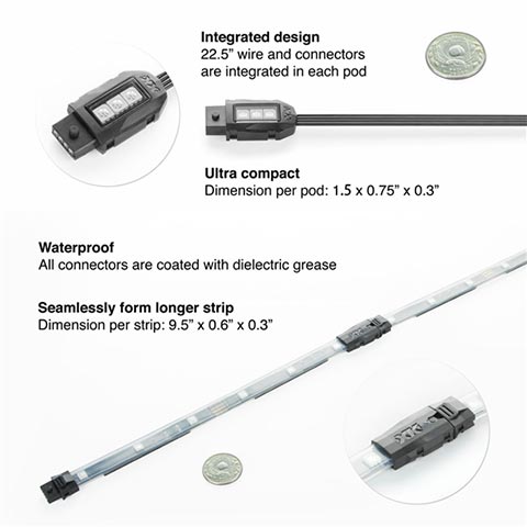 XK Glow XKchrome App Control Motorcycle Standard LED Accent Light Kit - 8 Pods / 4 Strips
