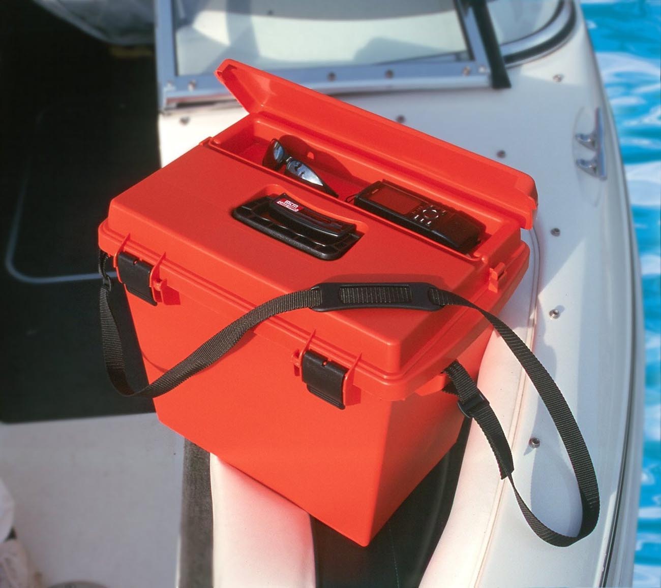MTM SPUD7-35 Sportsmen's Plus Utility Dry Box, O-Ring Sealed, Nylon Shoulder Strap Included, USA Made, Orange