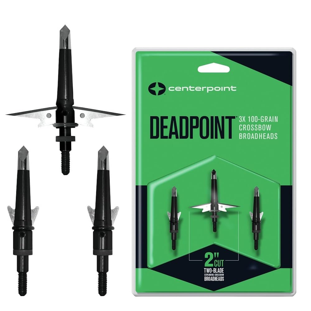 DEADPOINT Broadhead 100 Grain 3-Pack - Mechanical Crossbow Broadheads with 2 Inch Cut and Stainless-Steel Blades