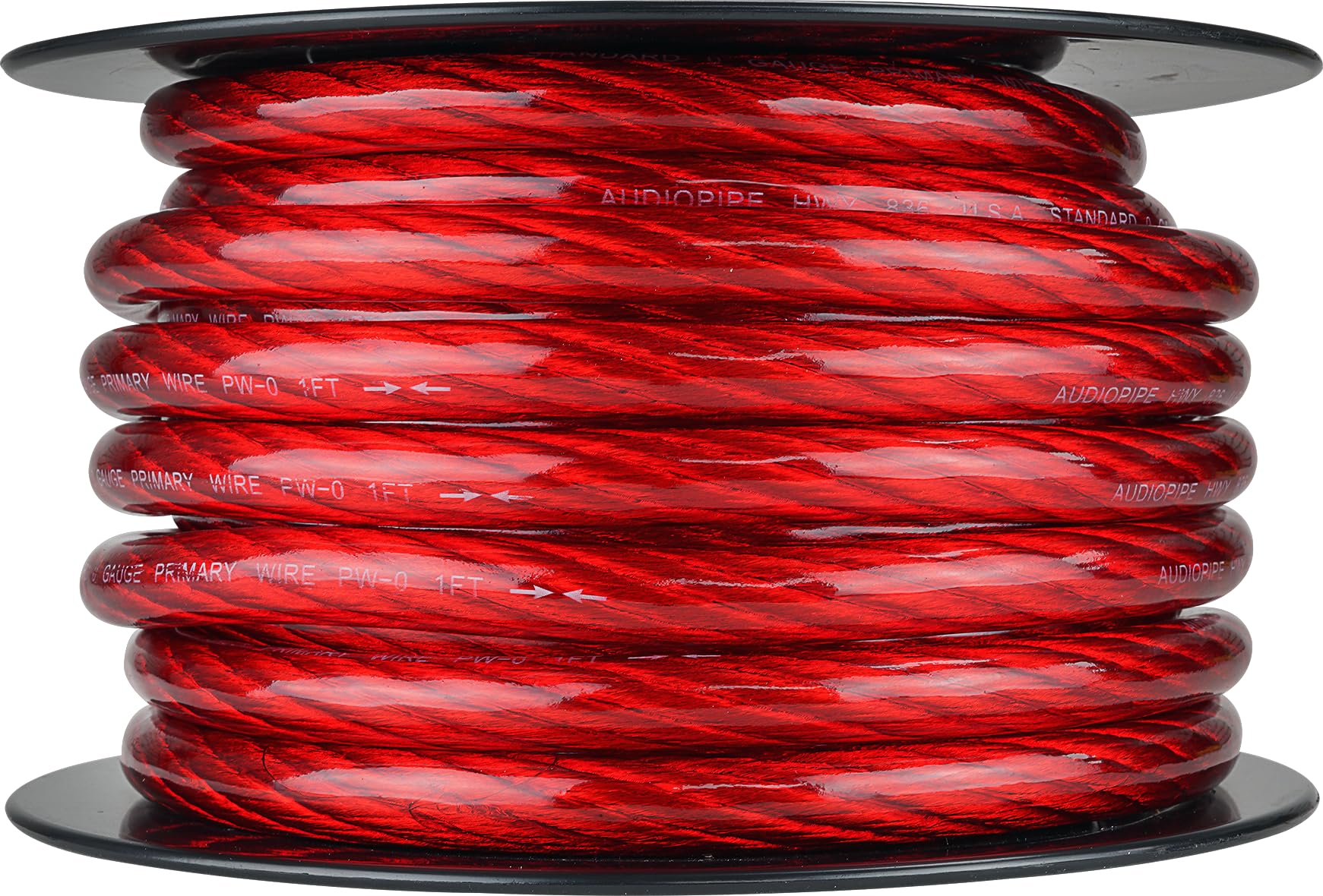 Audiopipe 0 Gauge Power Wire, Primary Automotive Power Wire, 50 Feet (Red, 25 ft)