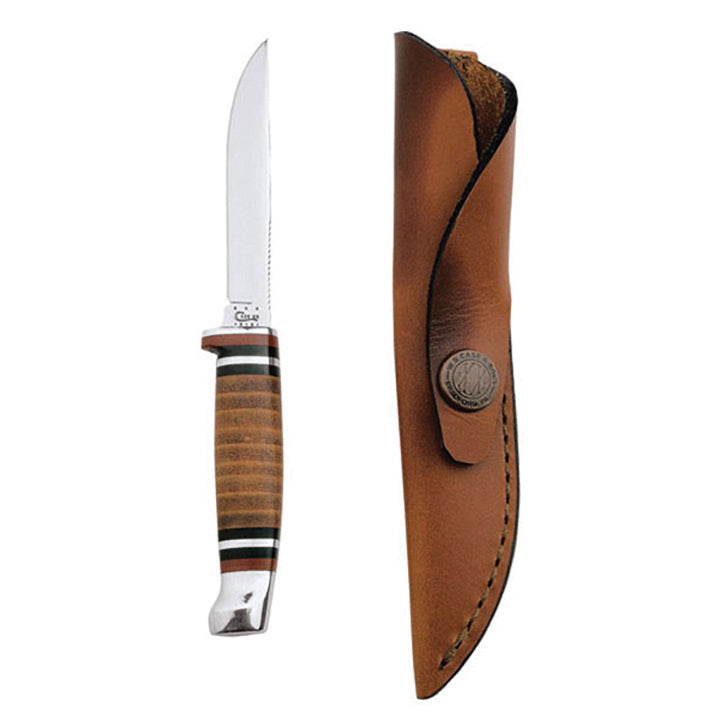Case WR XX Pocket Knife Fixed Blade Polished Leather Item #379 - (M 3 Finn SS) - Length Closed: 6 1/2 Overall Inches
