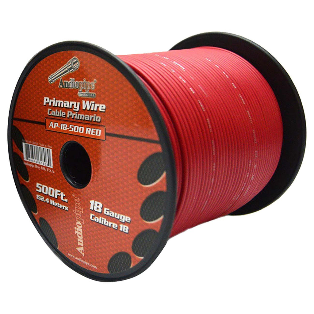 Audiopipe AP18500RD 18-Gauge Primary Wire – 500 ft Red Automotive Electrical Cable