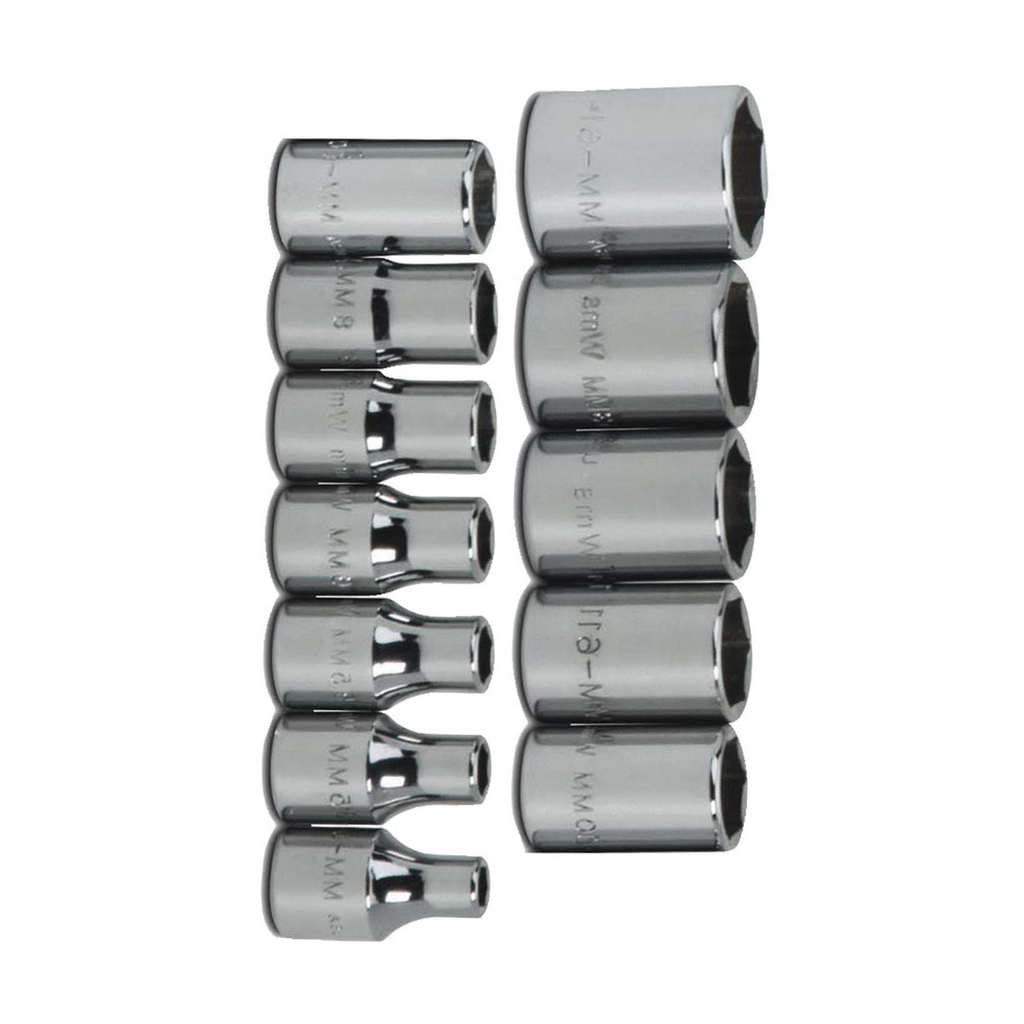 Williams JHWMSM-12HRC SUPERTORQUE 12-Piece 1/4-Inch Drive Metric Shallow 6 Point Socket Set-Size Range:(4mm to 14mm),Sockets Feature High-Polished Chrome Finish, Designed For Use On 6 Point Fasteners