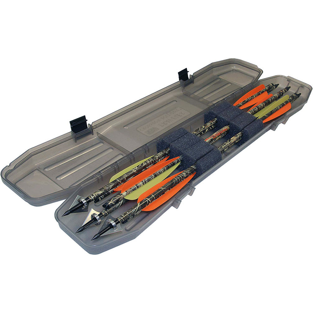 MTM BTBC-41 Traveler Crossbow Bolt Case, Holds 6 bolts up to 24.25", USA Made, Clear Smoke