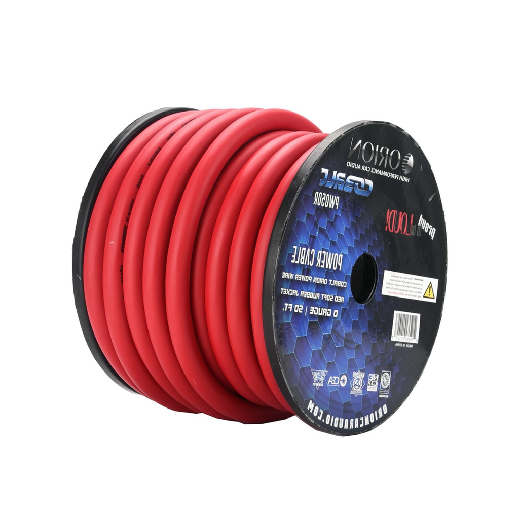 Orion Cobalt PW050R 0 Gauge Wire (50ft) Copper Clad Aluminum CCA 0 AWG - High Powered Car Audio/Amplifier Power & Ground Cable, Battery Cable, Home Speaker Stereo, Welding Battery, RV Trailer Wiring