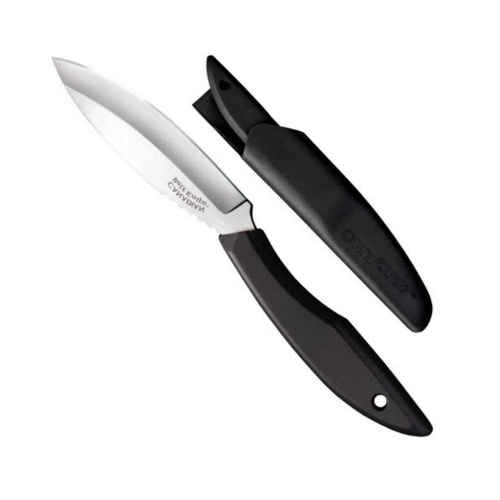 Cold Steel Canadian Belt 4" German 4116 Stainless Steel Fixed Blade Drop Point Outdoor Hunting Utility Knife, 4.5" High Impact Polypropylene Handle, Durable Secure-Ex Sheath Included