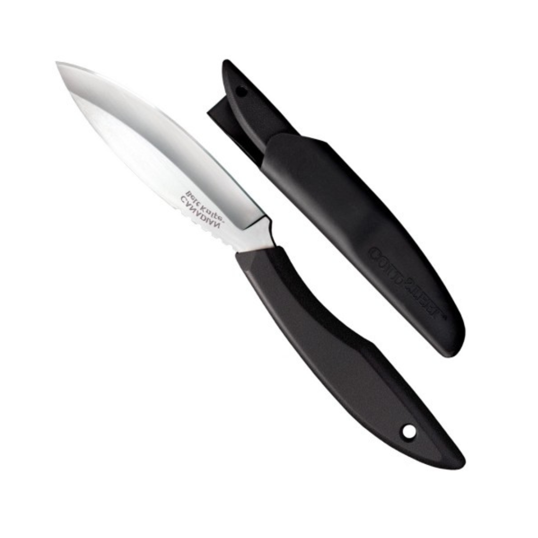 Cold Steel Canadian Belt 4" German 4116 Stainless Steel Fixed Blade Drop Point Outdoor Hunting Utility Knife, 4.5" High Impact Polypropylene Handle, Durable Secure-Ex Sheath Included