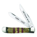 Case WR XX Pocket Knife Vietnam War Trapper Gift Set - Natural Bone W/Grn/Yellow/Red Item #22040 - (6254 SS) - Length Closed: 4 1/8 Inches