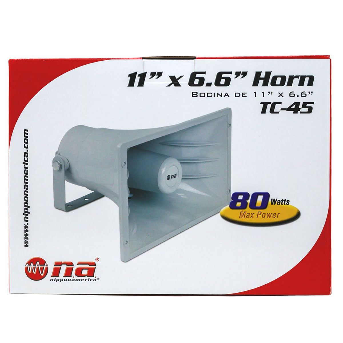 Nippon America TC-45 Power Horn 80 Watts PA Speaker, White 11" x 6.6"