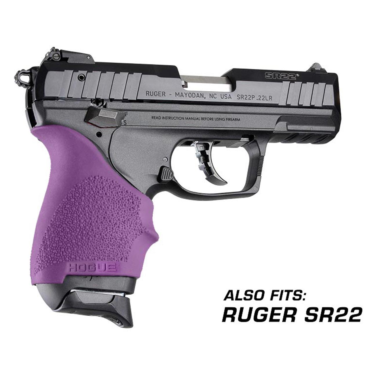 Hogue HandAll Beavertail Rubber Grip Sleeve for S&W Shield 9/40, Ruger LC9 / EC9, Purple - 18406