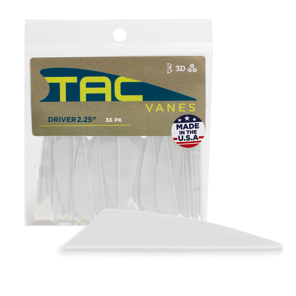 TAC Vanes 2.25" Driver Hybrid Vanes, White Vanes, Pack of 36, Vanes for Archery Bowhunting and Recreational Shooting