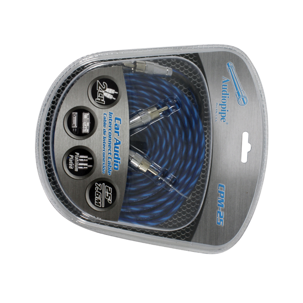 Audiopipe CPM25 25-Ft Platinum Plated RCA Interconnect Cable – High Performance Car Audio Stereo Signal Cable