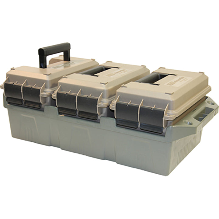 MTM AC3C 3-Can Ammo Crate, 50 Caliber, Convenient size, Store all types of boxed or bulk ammo, Stackable, easy carry and transport of multi-caliber ammo, Rugged tactical carrying crate