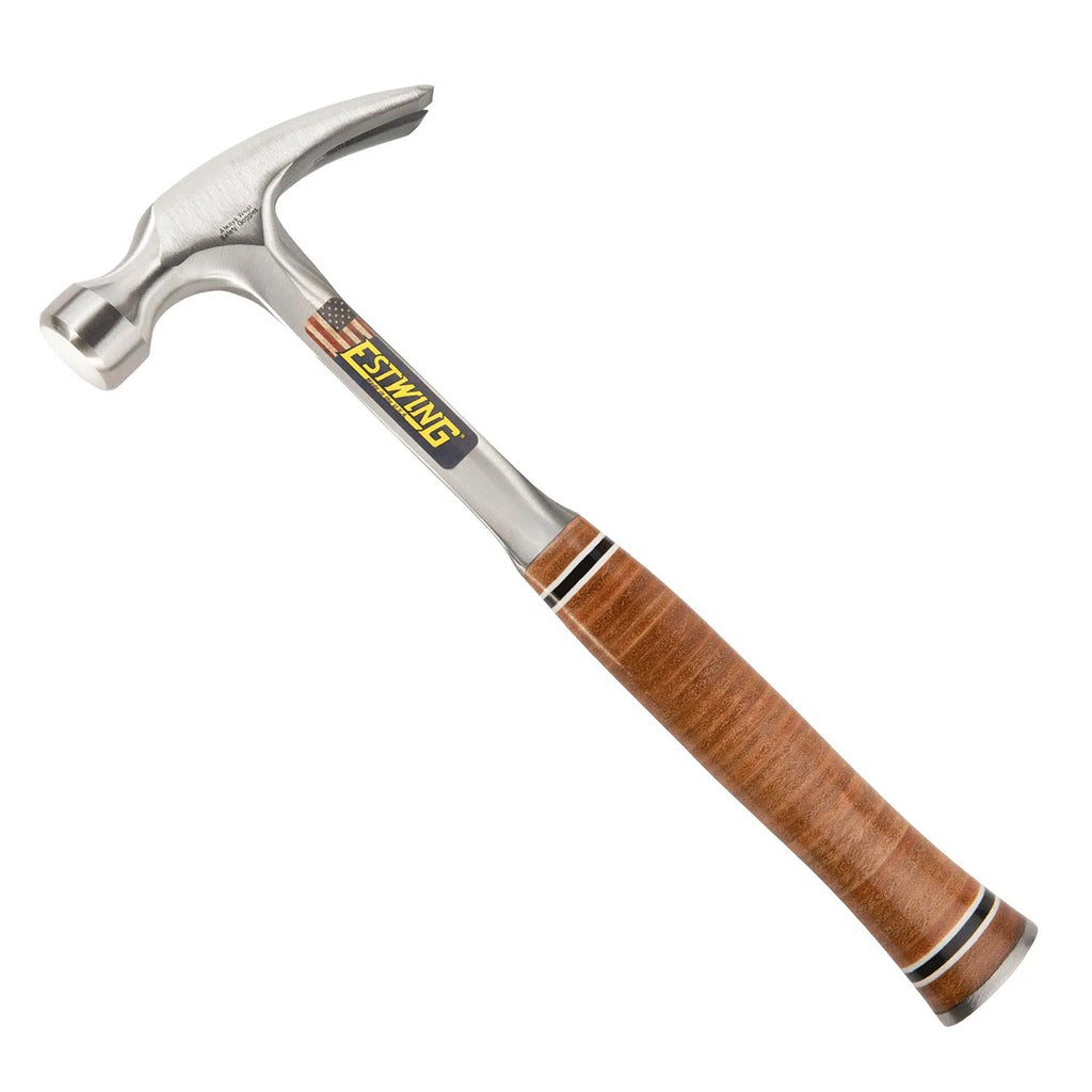 EstWing E12S 12 oz Smooth Face Solid Steel Rip Hammer with Genuine Leather Grip