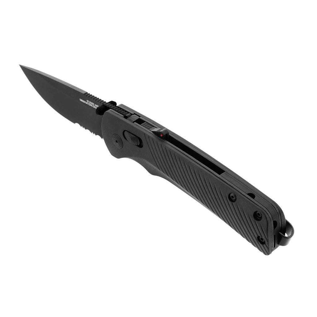 SOG Flash AT Daily Carry Ambidextrous Partially Serrated Pocket Folding Knife | Ergonomic Handle | D2 Steel Blade, Blackout