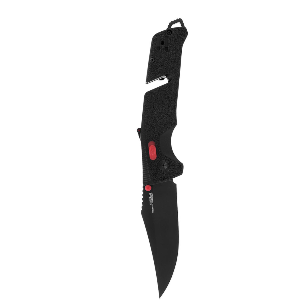 SOG Trident at Ambidextrous Professional Straight Folding Knife | Heat-Treated CRYO D2 3.75" Stainless Steel Blade, Black/Red