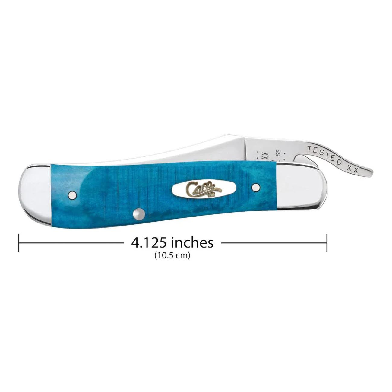 Case Knives 25589 RussLock Folding Pocket Knife – Caribbean Blue Bone Sawcut Jig Handle, Tru-Sharp Surgical Steel Clip Blade