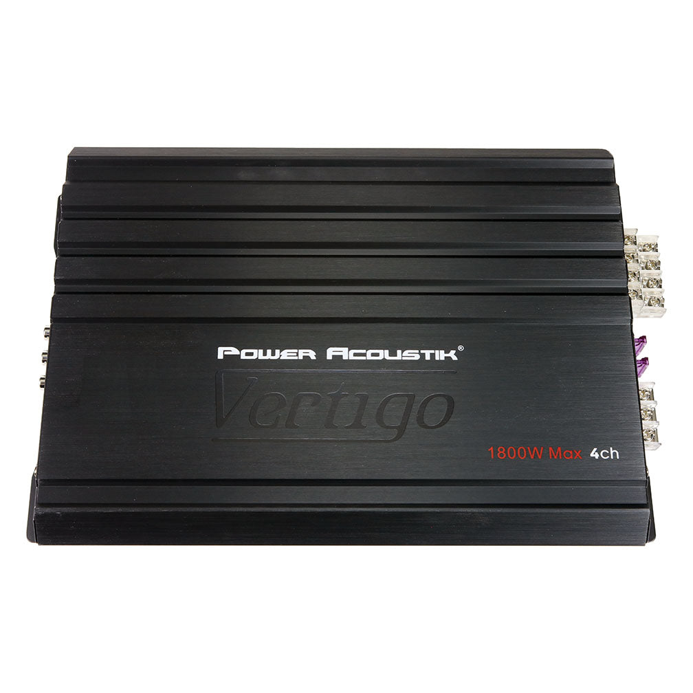 Power Acoustik VA4-1800D, Vertigo Series 4 Channel Car Amplifier, 4-Channel Stereo Amplifier, 1800 Watts 4-Ch Voice Amp for Car Audio, Class A/B 4Ch Amps