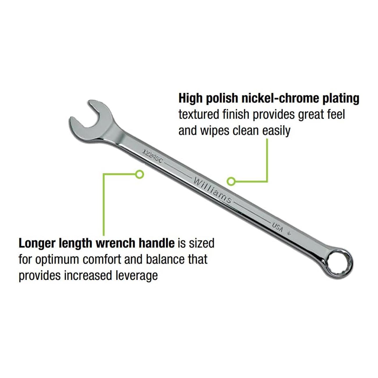Williams & Snap On WS-1171SCA Combination Wrench Set44; Satin - 11 Piece