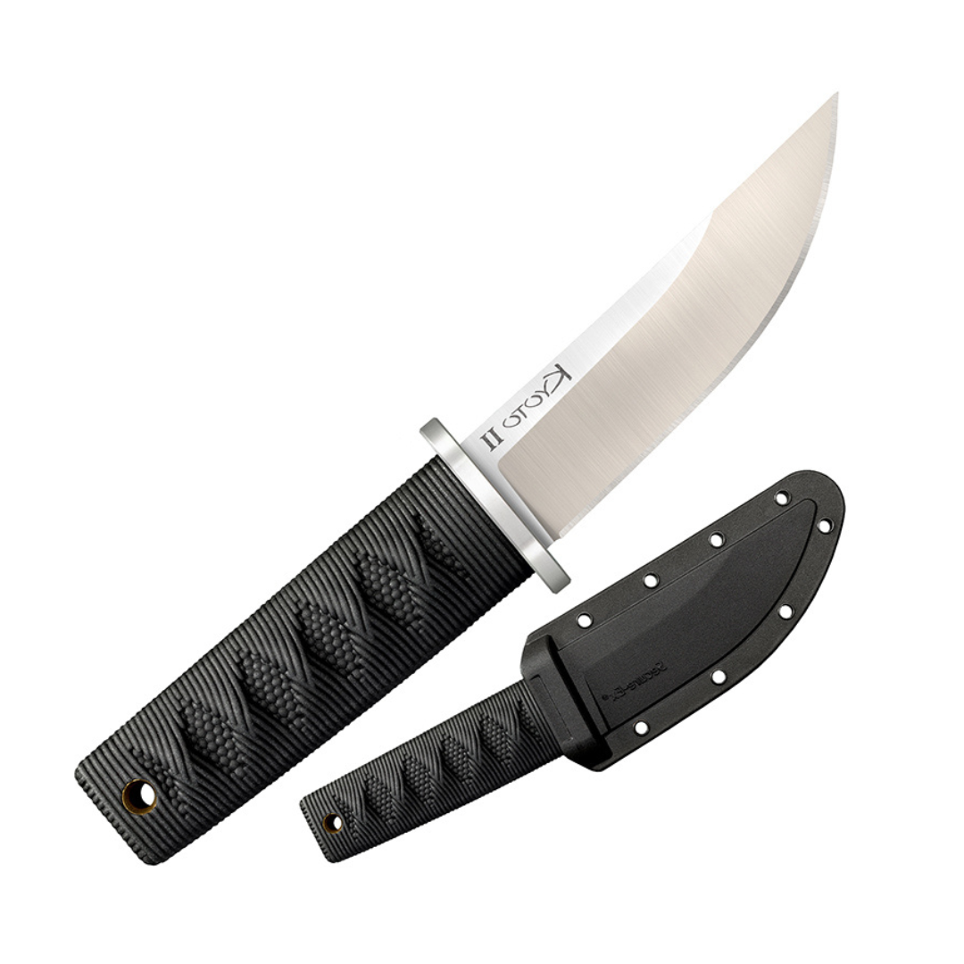 Cold Steel Kyoto II 3-3/8" Durable Compact 8Cr13MoV Stainless Steel Fixed Blade Drop Point Outdoor Hunting Utility Knife, 3 3/8" Textured Kray-Ex Handle, Sheath Included