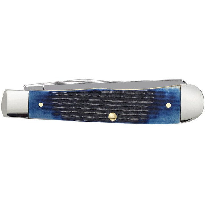 W. R. Case & Sons Blue Bone Trapper Pocket Knife CASE2800 – Peach Seed Jig 2-Blade Tru-Sharp Stainless Steel Folding EDC
