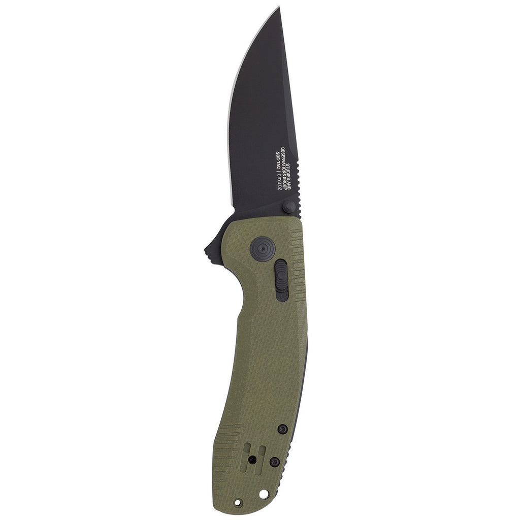 SOG TAC XR Professional Folding Knife | 3.4" D2 Tool Steel Blade & Ultra-Grip G10 Handle | Single-Handed Ambidextrous Use, OD Green