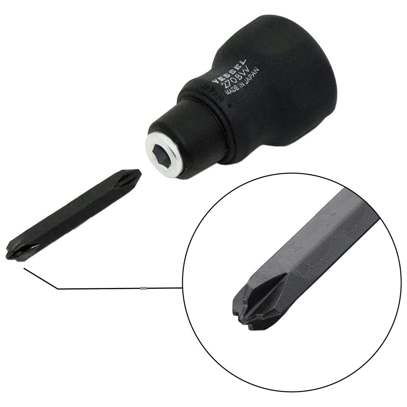 VESSEL Combi Plus Stubby Screwdriver [No.270BW-123] (Japan Import)