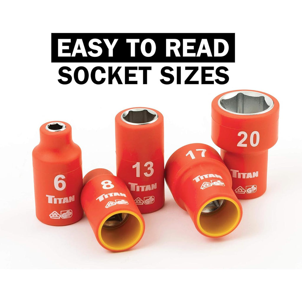 Titan 68100 19-Piece 3/8-Inch Drive VDE Insulated Socket Set