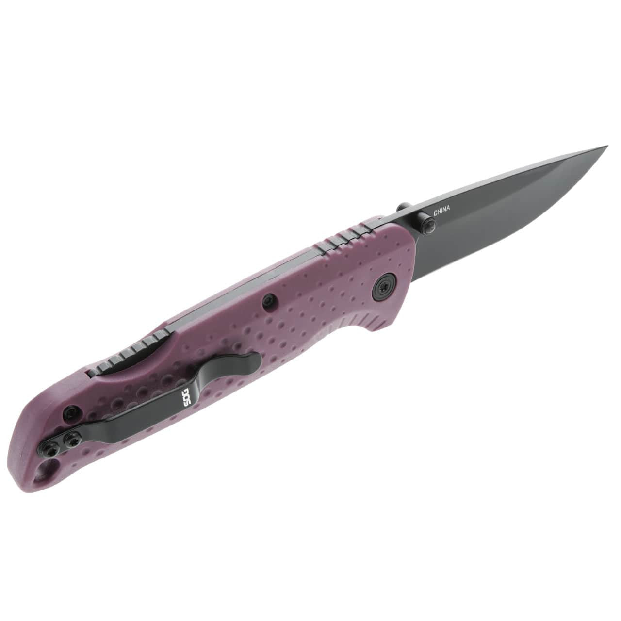 SOG Adventurer LB 3" Lightweight Portable Outdoor Folding Knife | CRYO 5CR15MOV Steel | GRN Handle | Lock-Back Mechanism, Dusk Purple/Black, Blister Pack