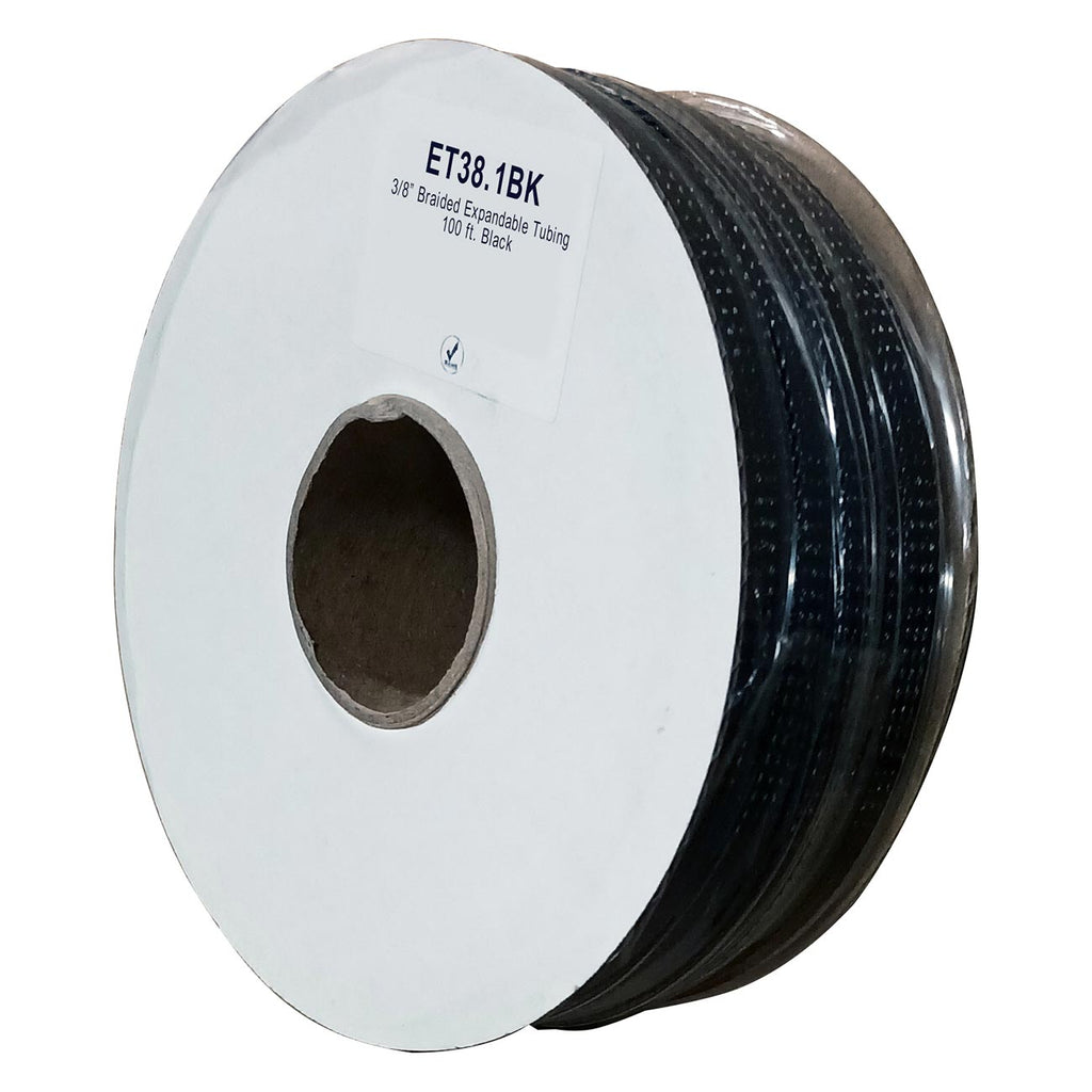 XSCORPION ET381BK 3/8” Expandable Braided Sleeve – Black, 100 Ft Cable Management, Flexible Wire Loom, Protective Sleeve