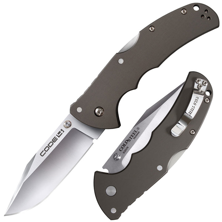 Cold Steel Code 4 3.5" S35VN Razor-Sharp Clip Point Blade 5" 6061 Aluminum HandleFolding Knife w/Tri-Ad Lock, Boxed