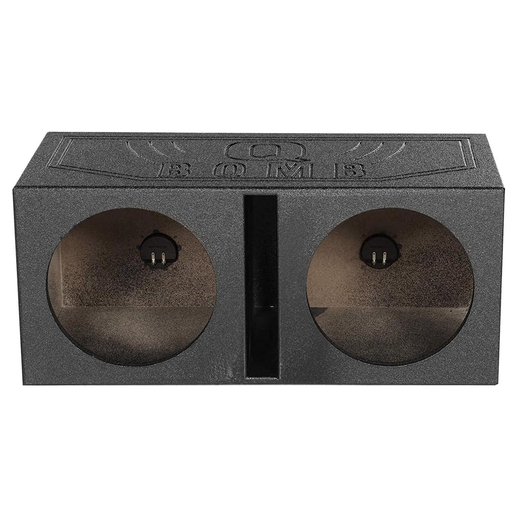 Q Power 12 Inch Dual Subwoofer Box, High-Performance Vented Speaker Enclosure, Black - Car Audio and Sound System Accessories - Portable Equipment for Subwoofers