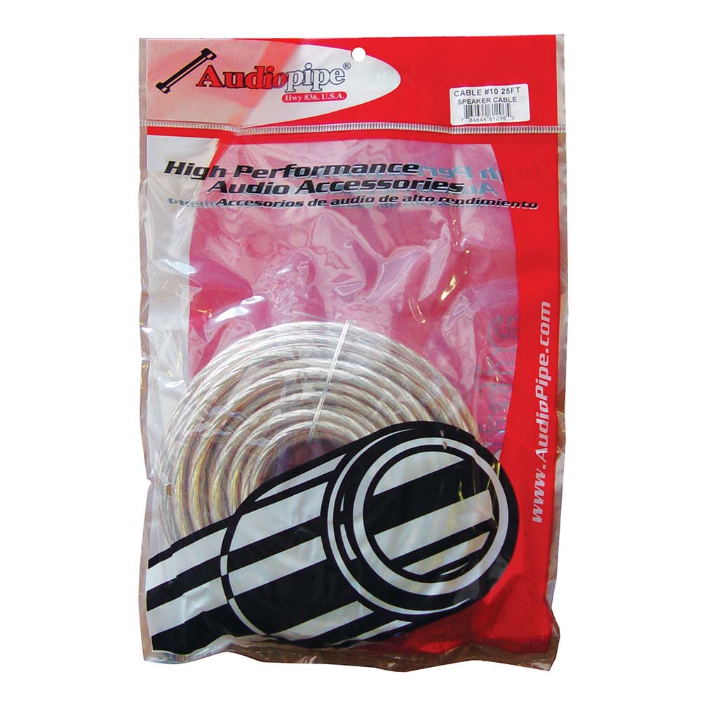 Audiopipe CABLE1025 10-Gauge 25 ft Speaker Wire – Clear Insulation, Car & Audio Cable