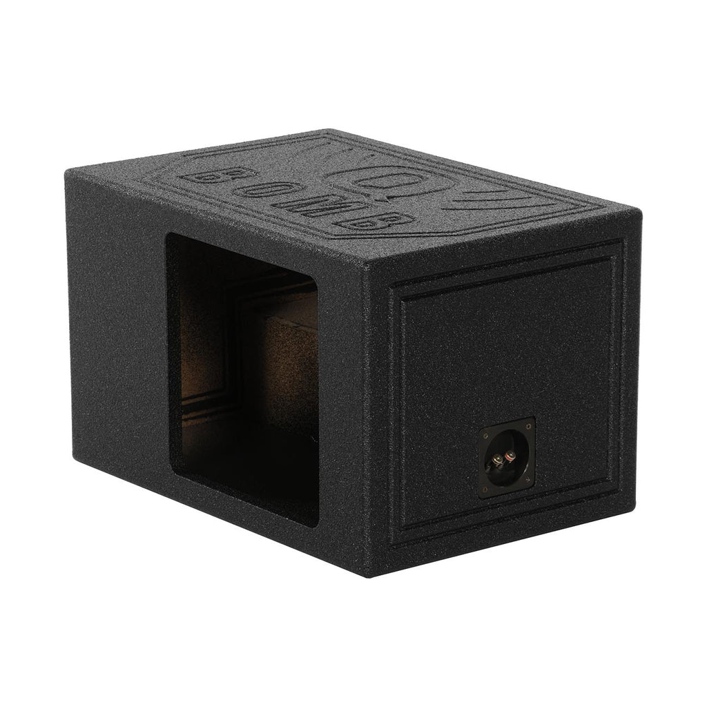 QPower QBOMB12VLSINGSQ Single Square 12″ Turbo-Ported Subwoofer Enclosure – Bedliner Finish – High Output Bass