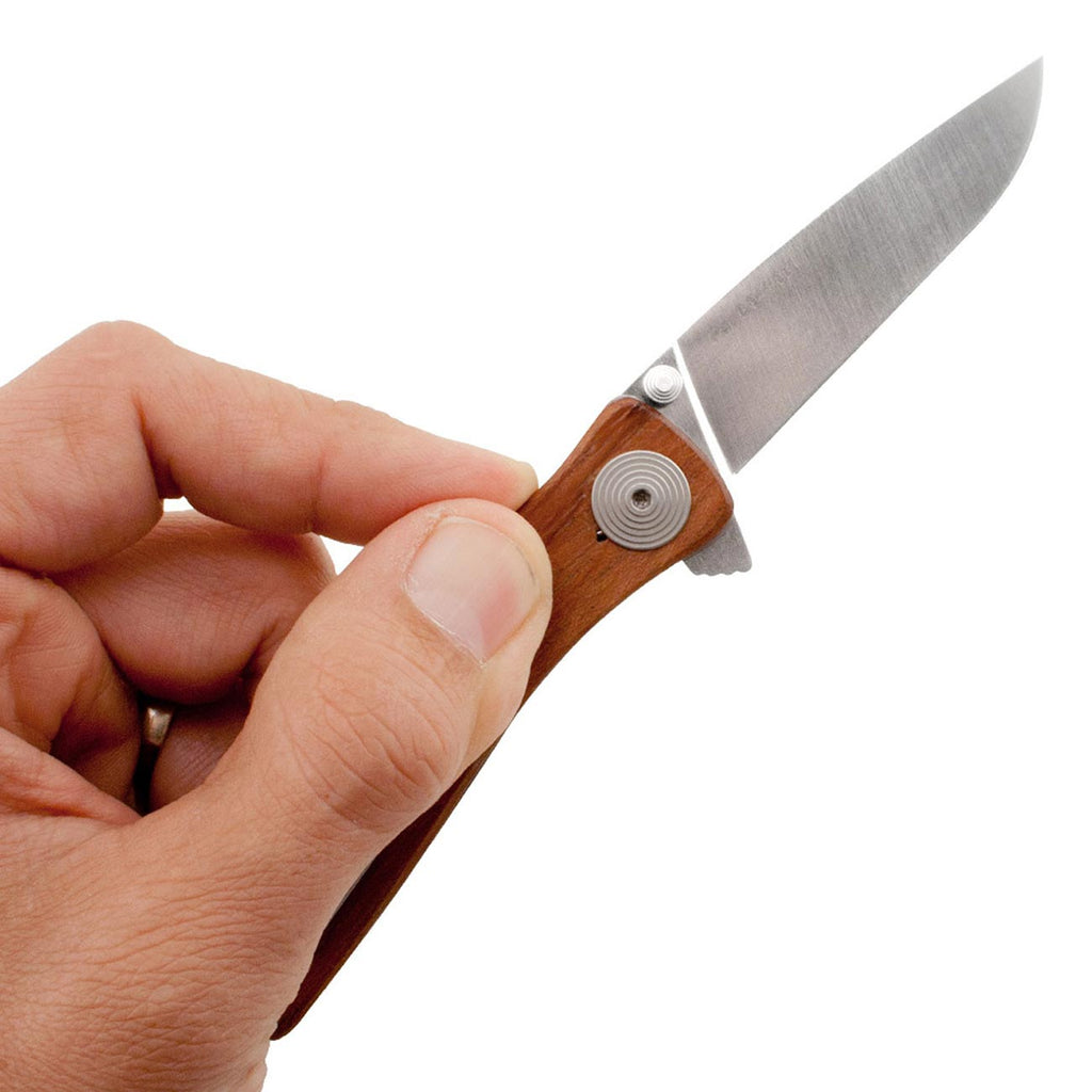 SOG Twitch ll Drop Point Pocket Knife - SOG Assisted Technology EDC Knife with 2.65 Inch Stainless Steel Blade and Wood Handle- Satin (TWI17-CP)