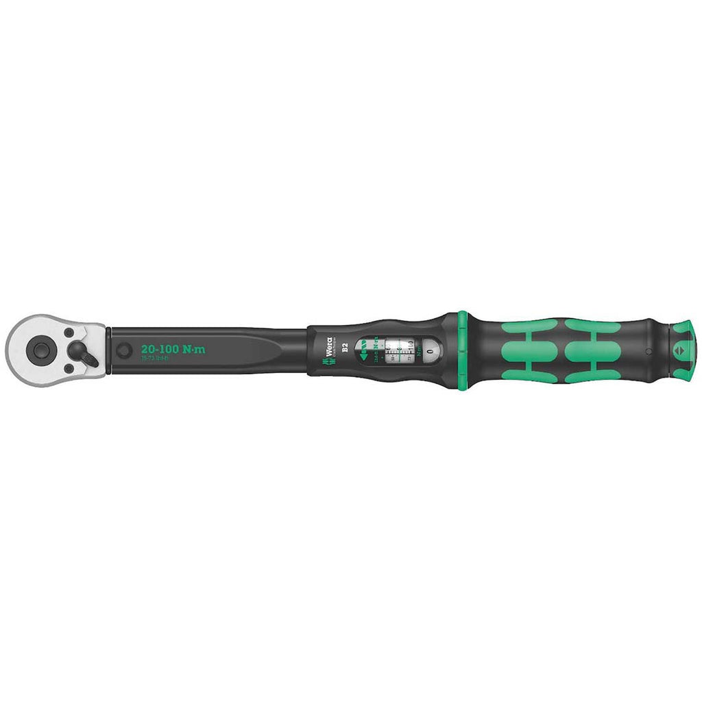 Wera - 5075611001 "Click-Torque B 2 torque wrench with reversible ratchet, 3/8"" x 20-100 Nm", black/green