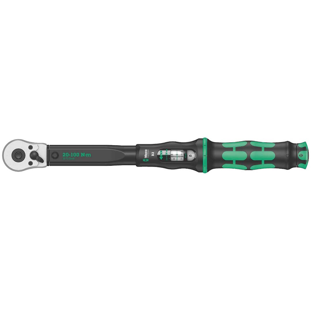 Wera - 5075611001 "Click-Torque B 2 torque wrench with reversible ratchet, 3/8"" x 20-100 Nm", black/green