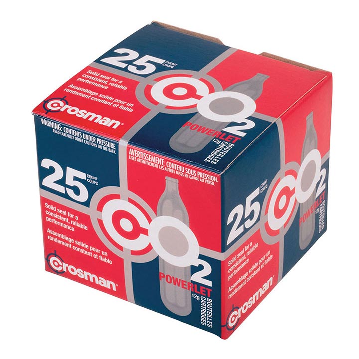 Crosman 12-Gram CO2 Powerlet Cartridges For Use With Air Rifles And Air Pistols
