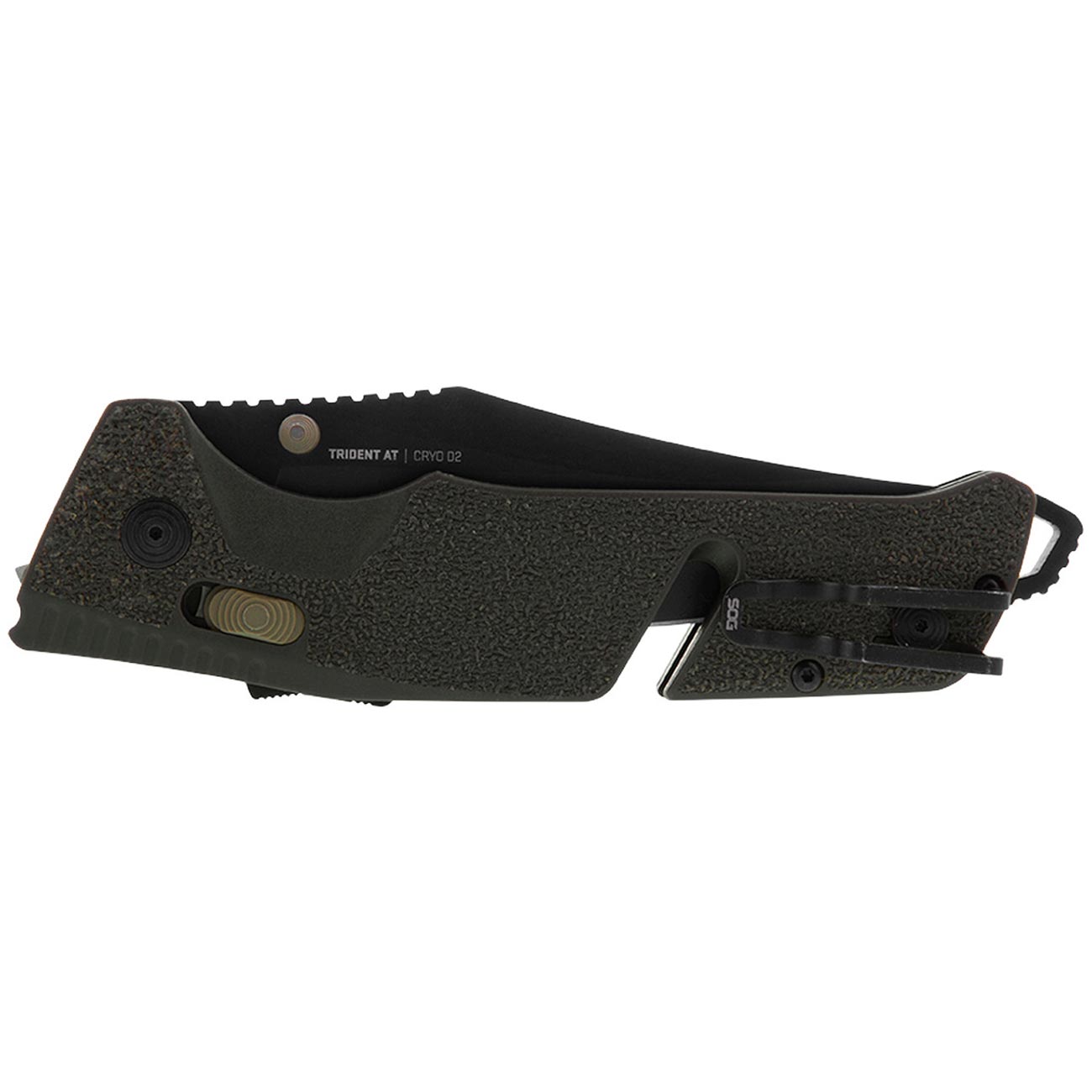 SOG Trident at Ambidextrous Professional Straight Folding Knife | Heat-Treated CRYO D2 3.75" Stainless Steel Blade, Olive Drab