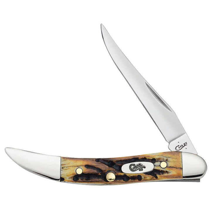 Case WR XX Pocket Knife Sambar Stag Small Texas Toothpick Item #5532 - (510096 SS) - Length Closed: 3 Inches