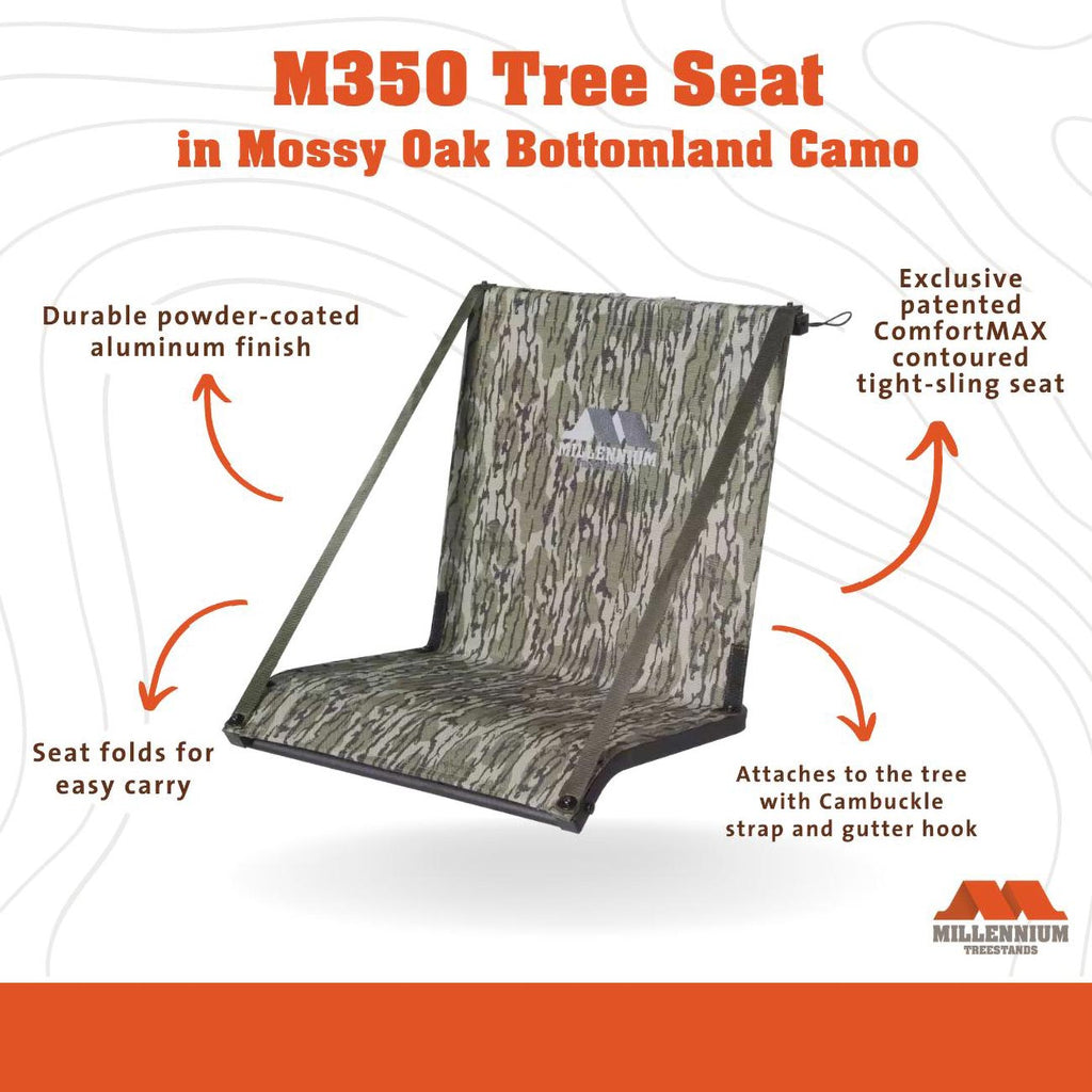 Millennium Outdoors Hang-On Tree Seat M35000 – Mossy Oak Bottomland Camo Lightweight Hunting Seat