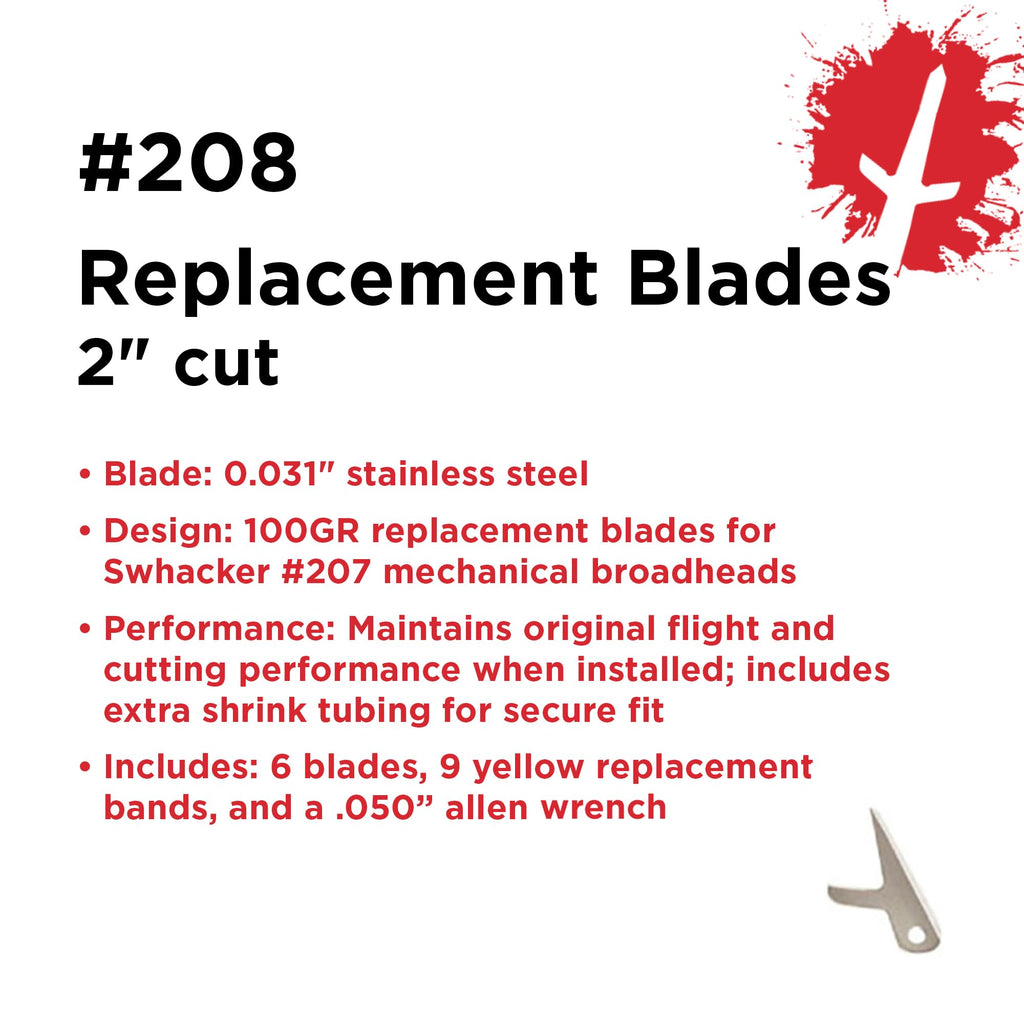 Swhacker 100 Grain 2-Inch Replacement Blades (Set of 6), Large, Silver