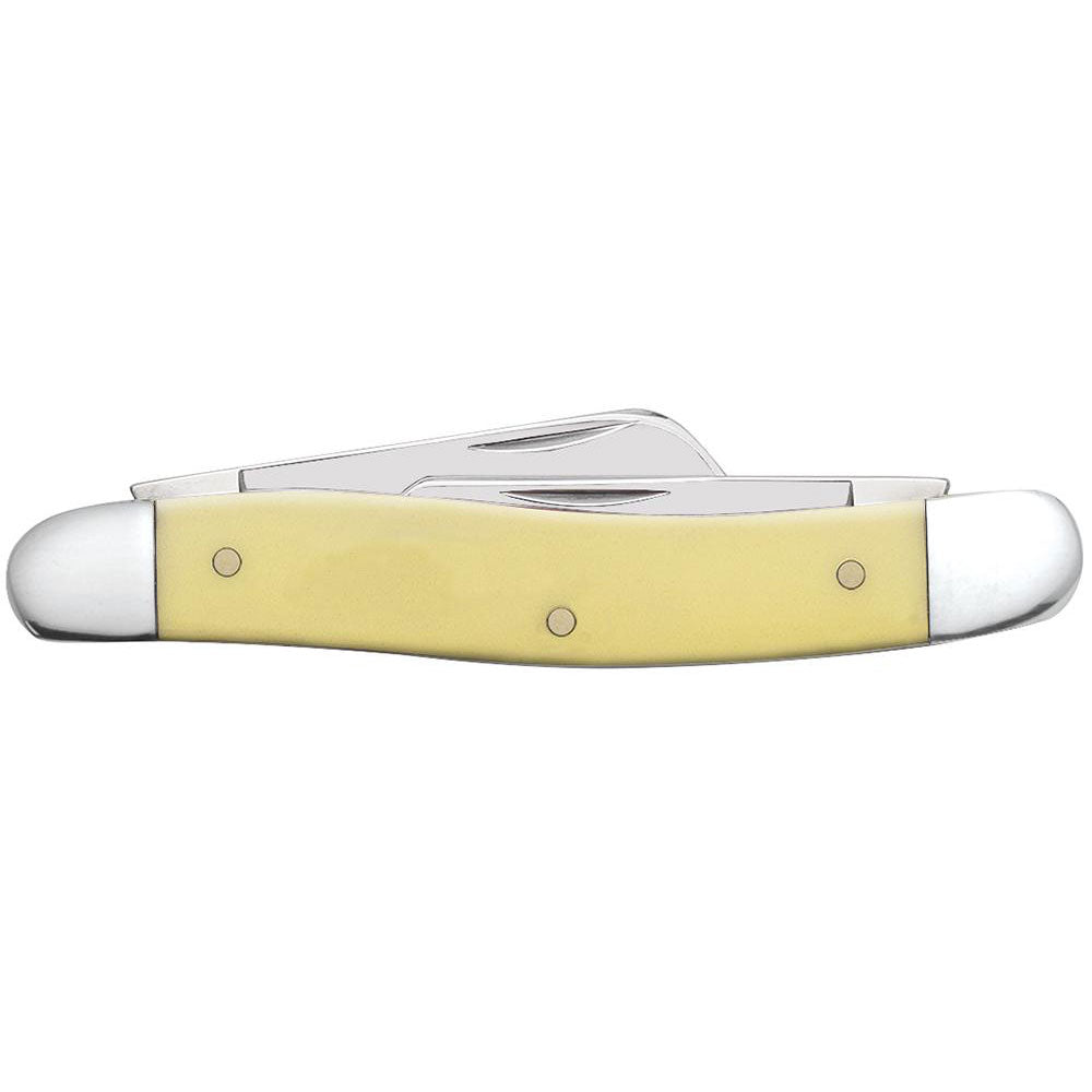 Case Medium Stockman Pocket Knife 2.625" Clip, Sheepfoot and Spey Stainless Steel Polished Blade Synthetic Handle Yellow