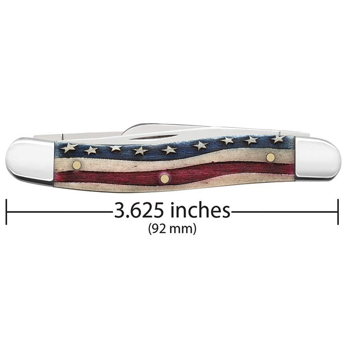 Case WR XX Pocket Knife Patriotic Smooth Natural Bone Medium Stockman Item #64136 - (6318 SS) - Length Closed: 3 5/8 Inches