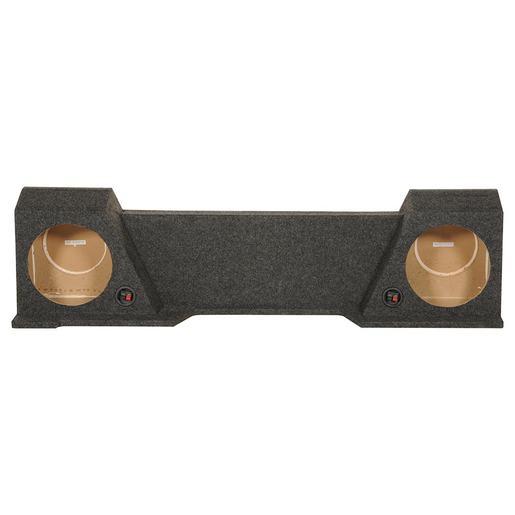 QPower 2‑Hole Dual 10" Empty Woofer Enclosure for GMC/Chevy Extended Cab (High Transmission) ’07–’13 – Down‑Firing Under‑Seat Sub Box